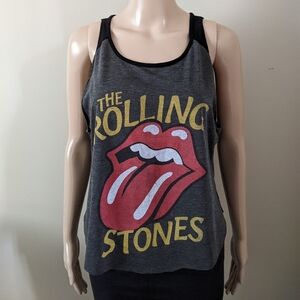 Rolling Stones cropped grey tank top, women's XL